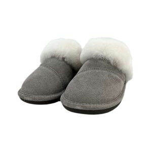 Nuknuuk Women's Grey Leather Slippers 06