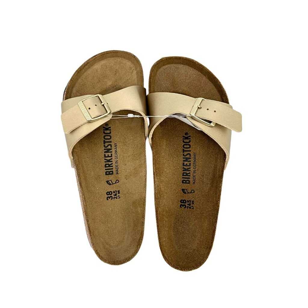 Birkenstock Gold Synthetic Flat Sandals