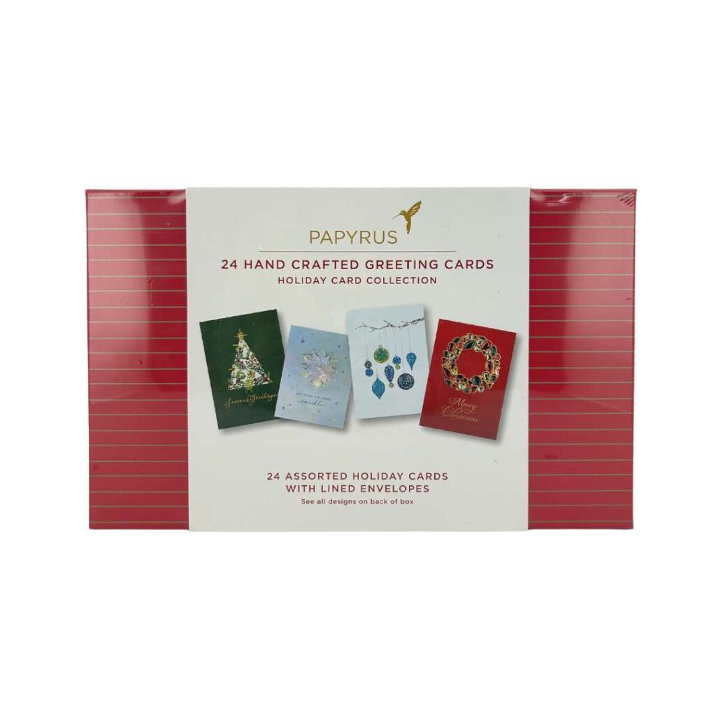 Papyrus 24 Hand Crafted Greeting Cards with Lined Envelopes / Holiday