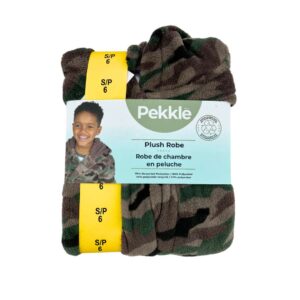 Pekkle Boy's Green Camouflage Plush Robe 03