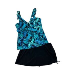 Christina Women's Blue & Black Leafy Tankini Bathing Suit