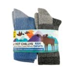 Hot Chilly's Boy's Merino Wool Trail Socks- Blue & Grey