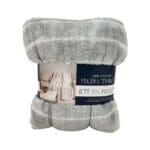 Life Comfort Light Grey Striped Plush Throw Blanket
