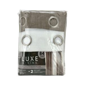 Luxe Living 4 Panel Complete Curtain Solution- Beige