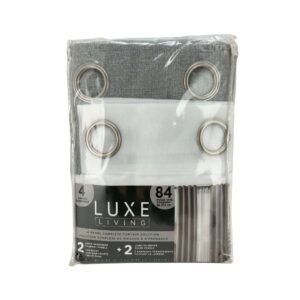 Luxe Living 4 Panel Complete Curtain Solution- Light Grey