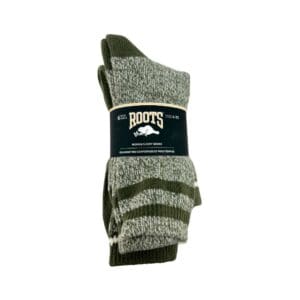 Roots Women's Olive & Cream Patterned Cozy Socks