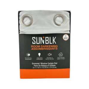 SUN+BLK Room Darkening Soft Velvet Curtains- Light Grey