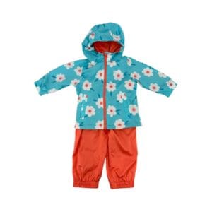 Gusti Toddler Girl's Blue & Orange Lined Rain Suit