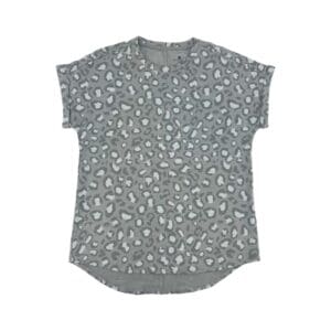 Tuff Athletics Women's Grey Leopard Print T-Shirt