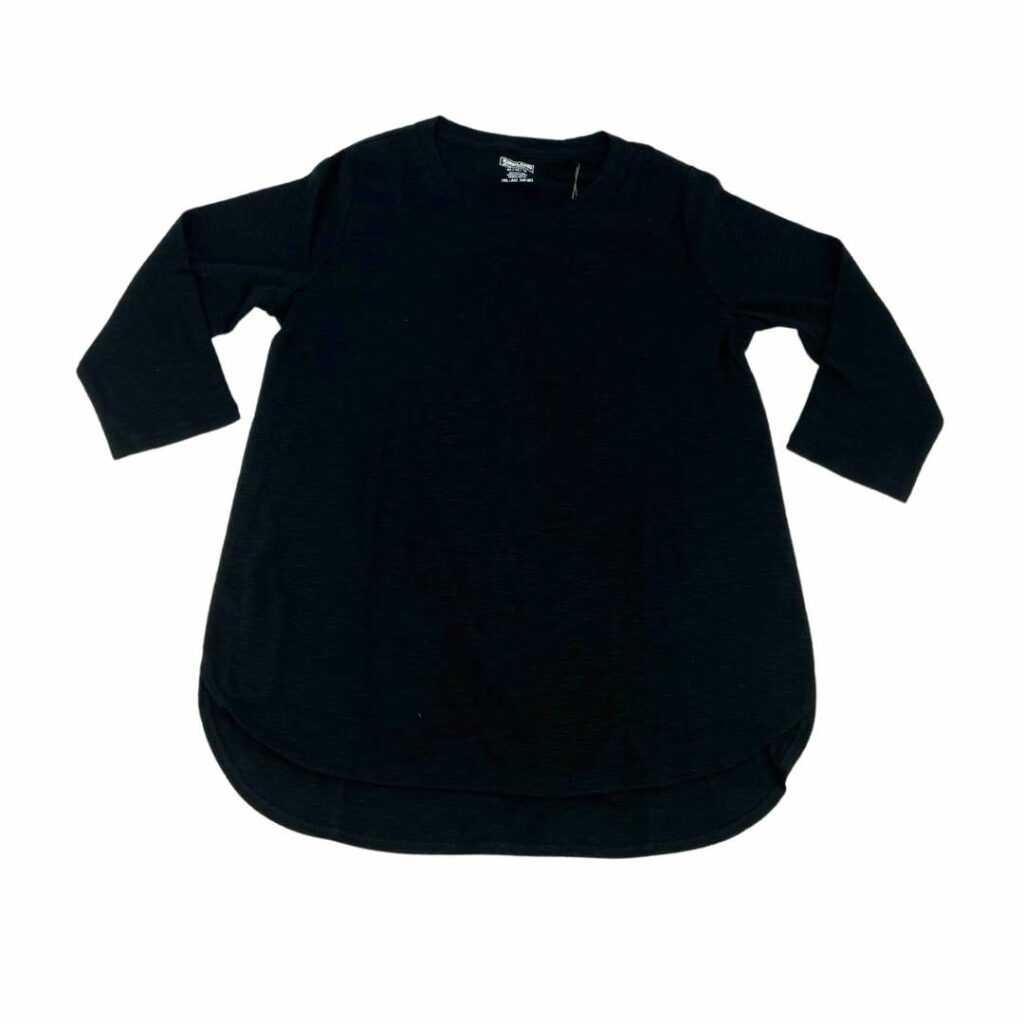 Kirkland Women's Black 3/4 Sleeve Cotton Slub Tee / Size Medium