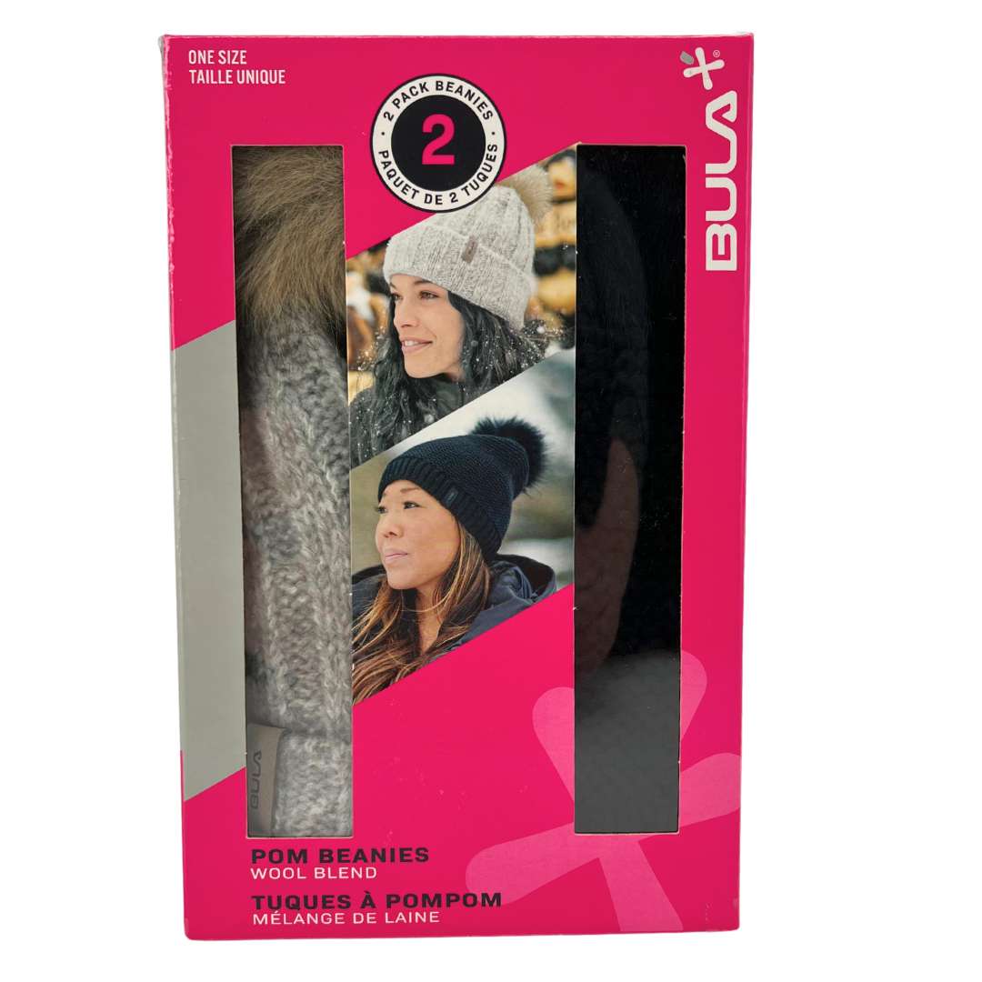 Bula Women's Grey Black Wool Beanies: Pack One Size