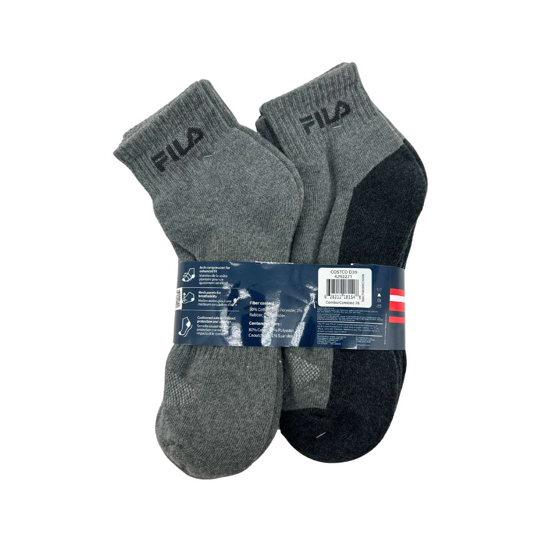 Fila Men's Grey Black Over-the-Ankle Socks Pairs