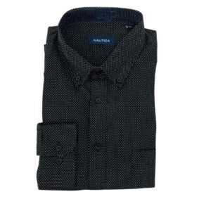 Nautica Men's Black & White Polka Dot Dress Shirt 01