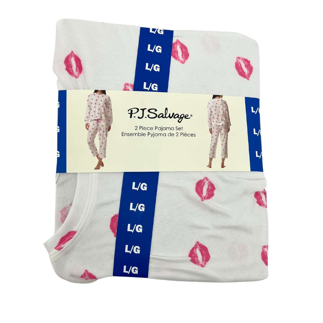 Pj Salvage Lips Pajamas Salvage Women's White Lips Pyjama Set