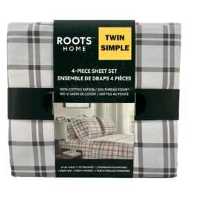 Roots Home Red, Grey & white Plaid Twin 4 Piece Sheet Set 02
