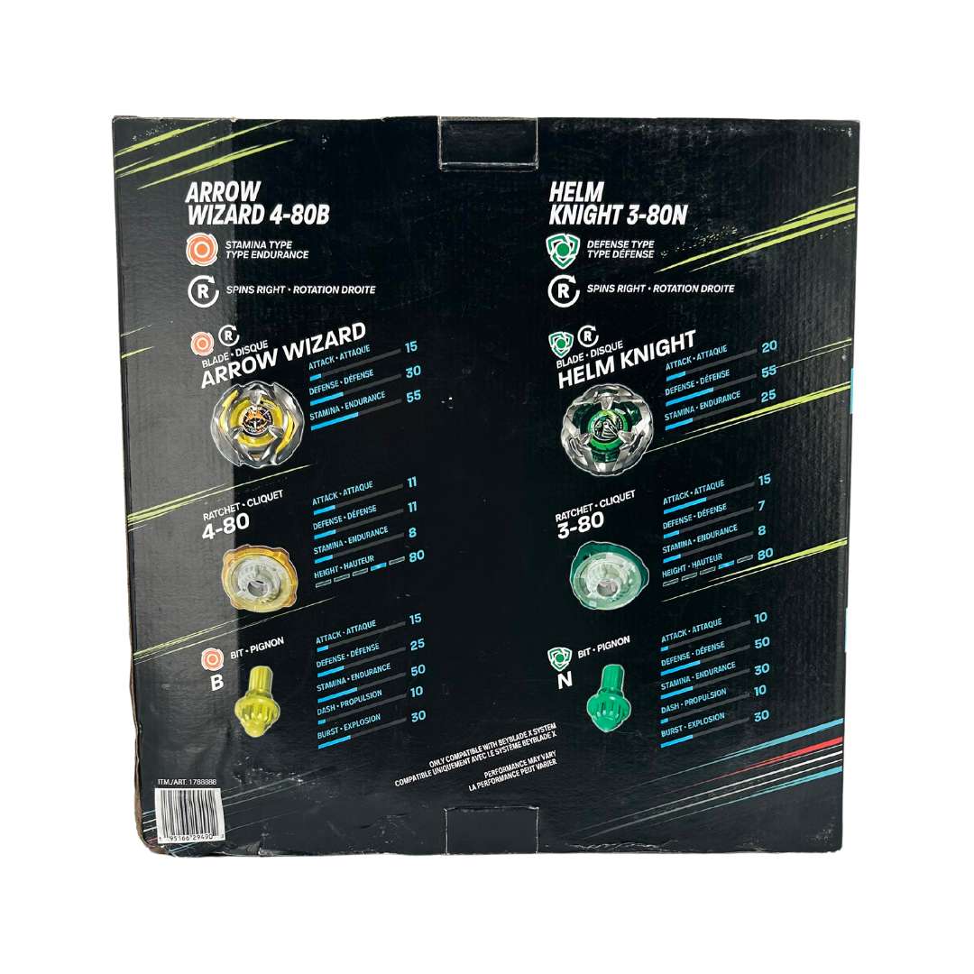 Beyblade X Bundle Pack: Arrow Wizard 4-80B & Helm Knight 3-80N / 2