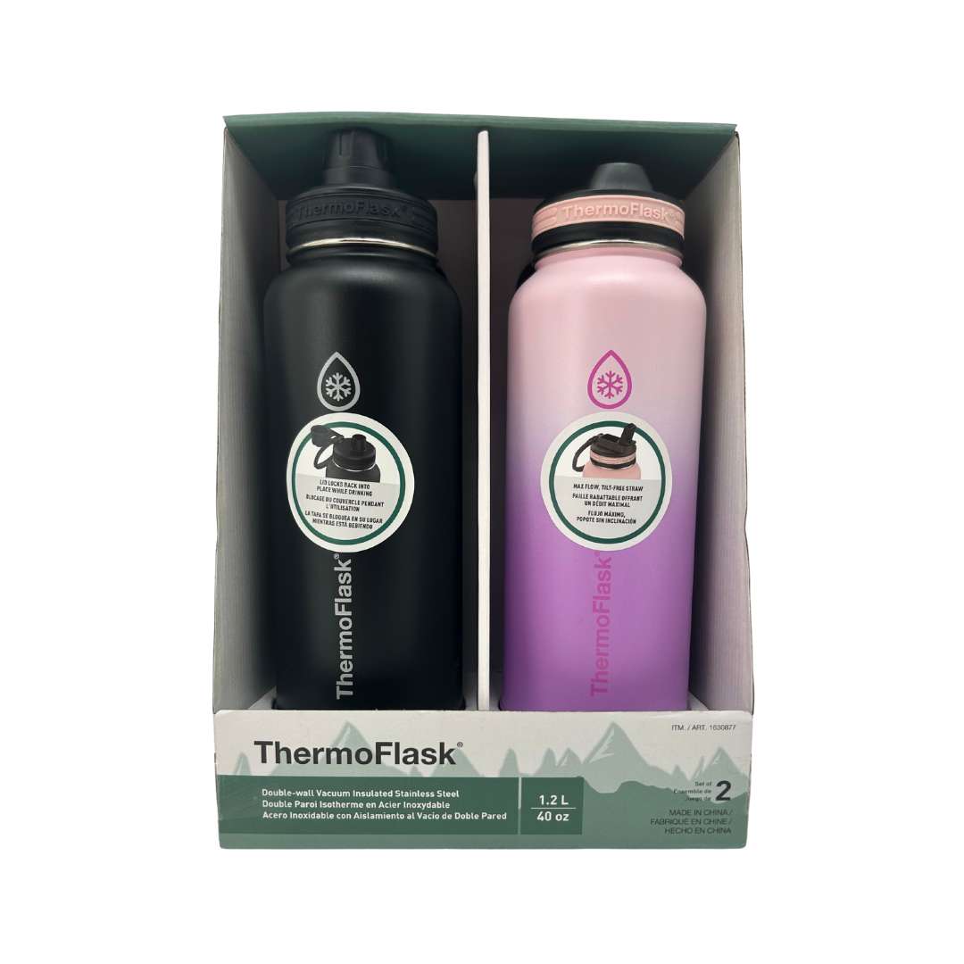 ThermoFlask Pink Ombre Black Double-Wall Vacuum Insulated