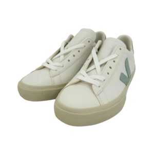 VEJA Women's White & Green Leather Sneakers