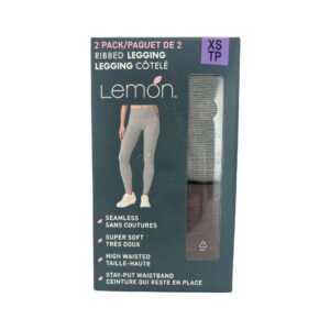 Lemon Women's Grey & Brown Ribbed Leggings