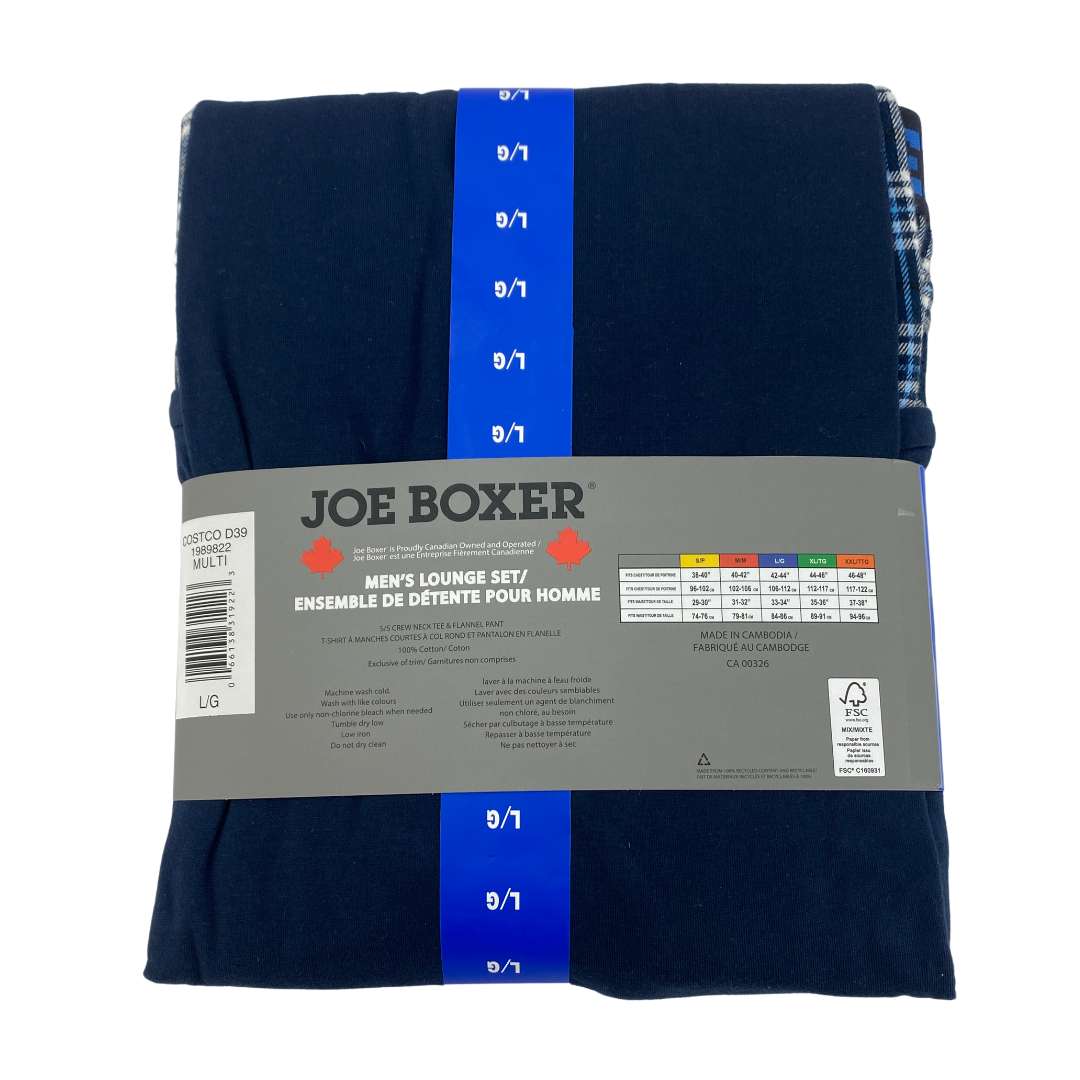 Joe Boxer Men’s 2 Piece Pyjama Set: Navy Blue and Blue Plaid / Various ...