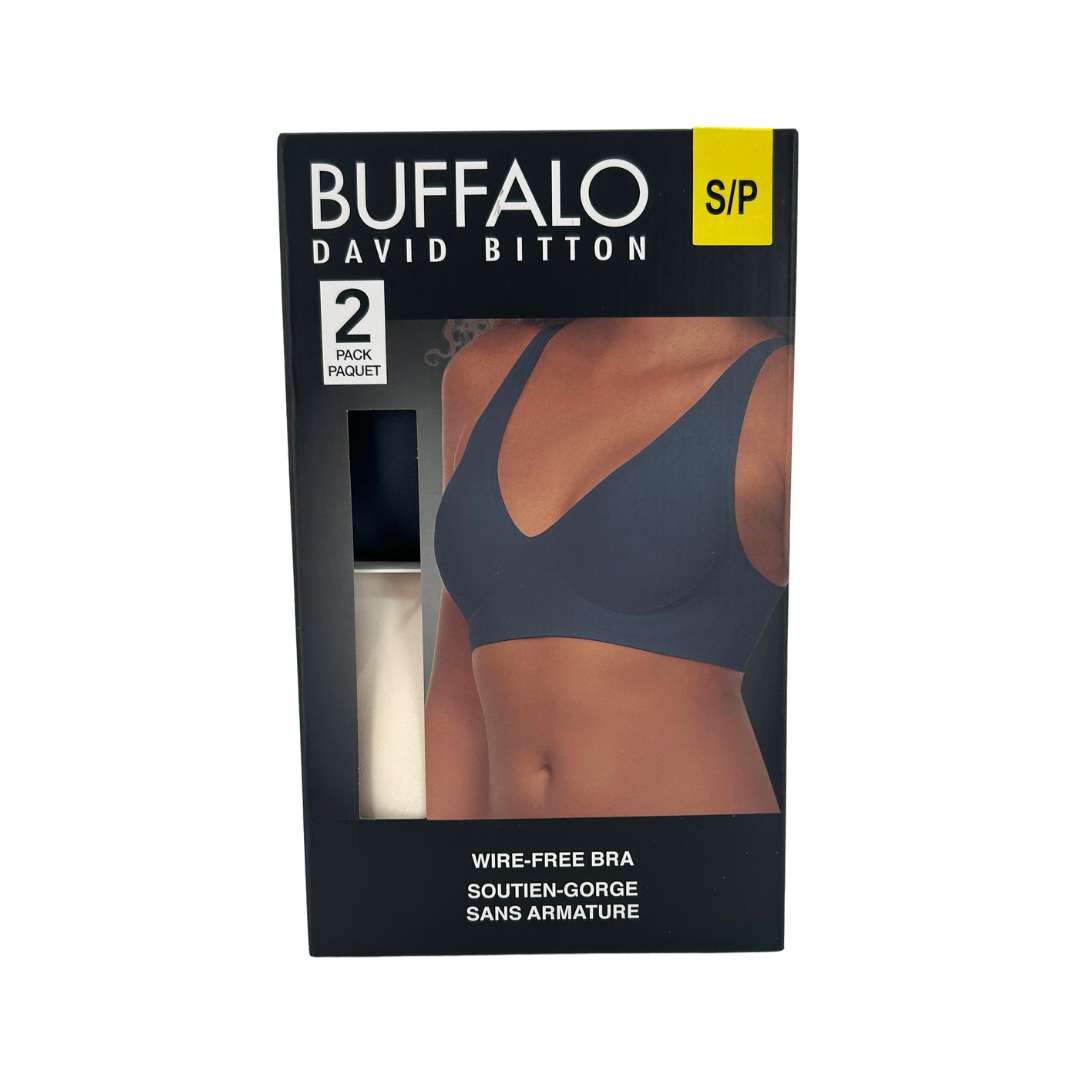 【極美品】23FW FIRSTRUST PLAYERS FR BUFFALO Buffalo David Bitton Women's Navy & White Wire-Free Bra: 2 Pack