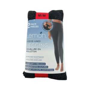 Lemon Women's Grey & Black Fleece Lined Leggings